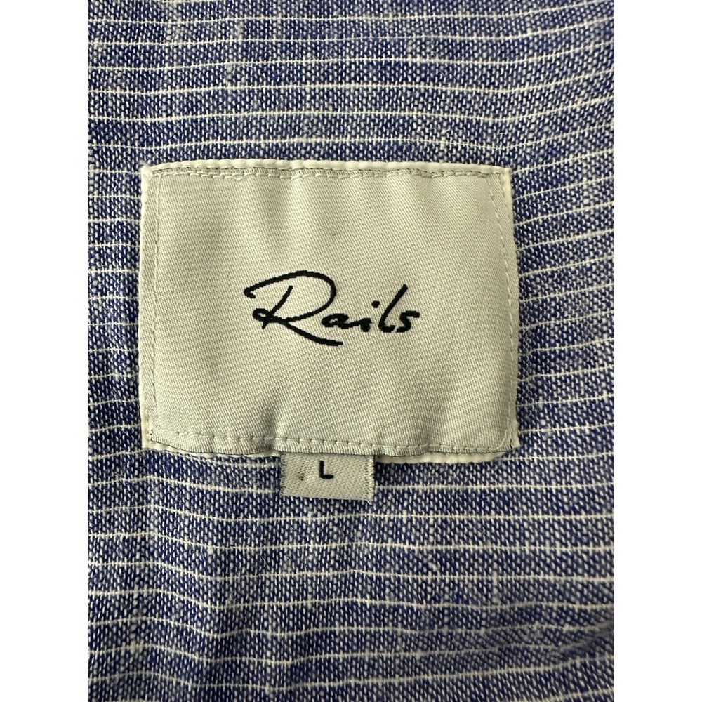 RAILS Shirt Womens Large Blue Sydney Button Up Long Sleeve Career Linen Blend - Picture 3 of 9